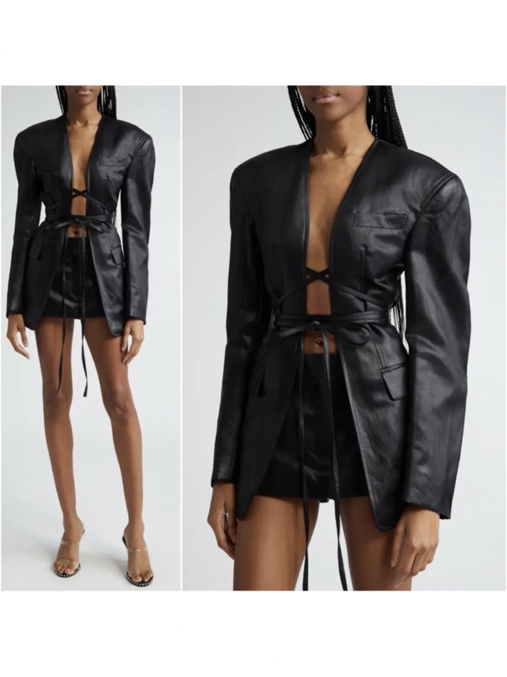 Like new Alexander Wang Belt Strapped Open Front Linen Blend Blazer 00 $995